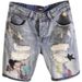 Men's Slim Fit Distressed Denim Shorts – Korean Street Style 5-Inch Inseam (28-36) – Lightweight Summer Grey Washed With Artisan Tears_mkmklike.com