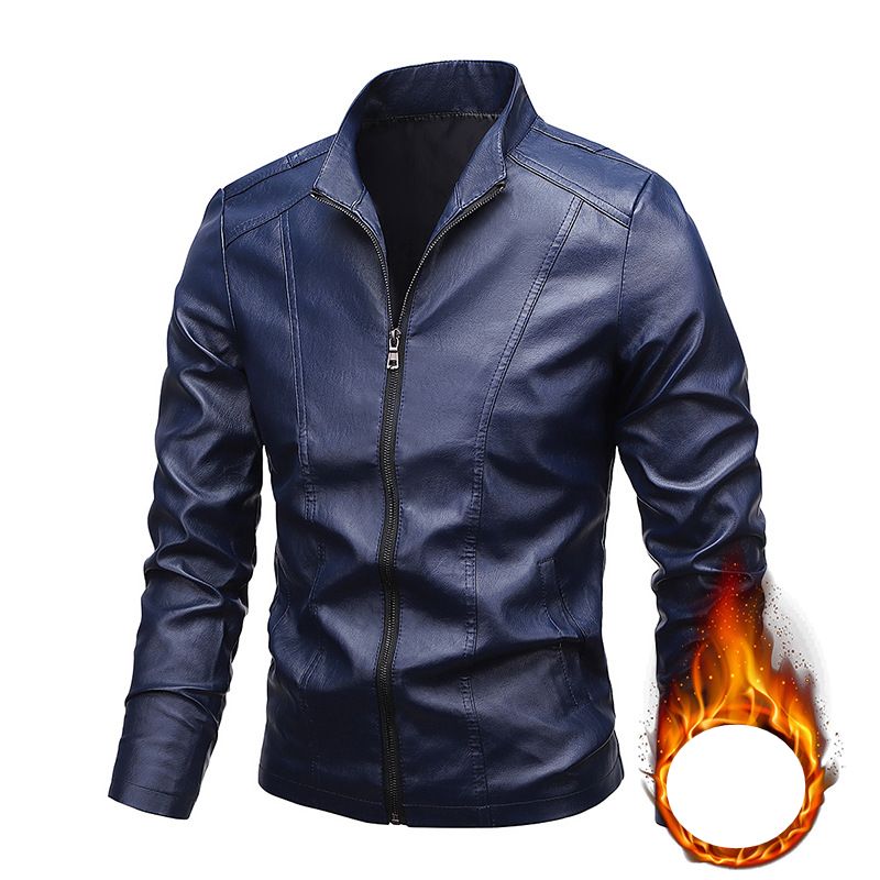 Men's clothing PU leather coat Youth trend casual plus size leather jacket motorcycle_mkmklike.com