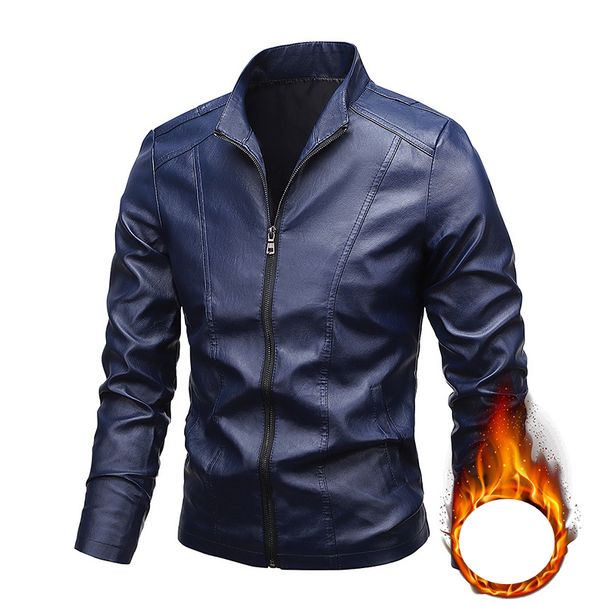 Men's clothing PU leather coat Youth trend casual plus size leather jacket motorcycle_mkmklike.com