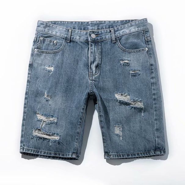 Men's Ripped Denim Shorts Style Trendy Versatile Casual Thin Mid-Length Summer Shorts_mkmklike.com