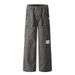 Men's Cargo Pants With Distressed Pockets, Loose Straight-Leg Design, Vibe Punk High Street Trend Washed Jeans_mkmklike.com