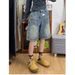 Unisex Retro Washed Design Straight Leg Cargo Denim Shorts Trendy Brand Loose Fitting Cross Border American Style Distressed_mkmklike.com