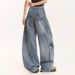 Men's Patchwork Cargo Jeans Straight Leg Loose Fit Large Pockets Trendy Cool American High Street Style_mkmklike.com