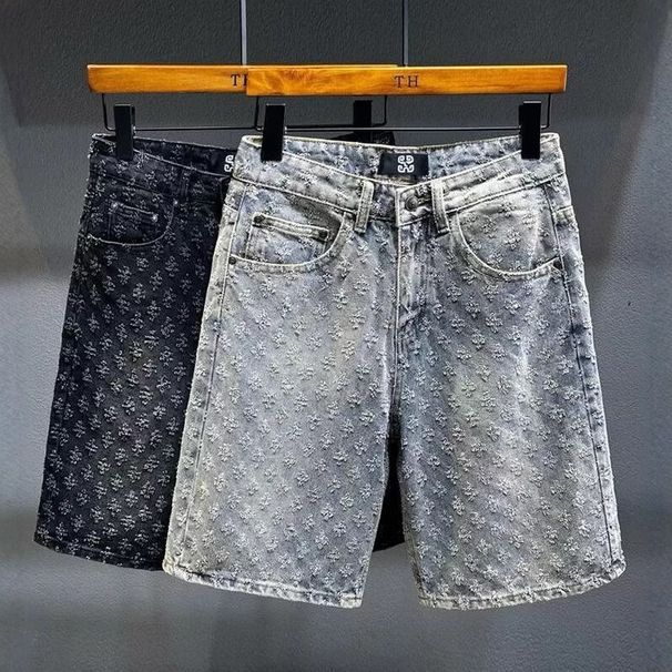 Men's Denim Shorts Summer Casual Stretch Slim Fit Vintage Washed Distressed Streetwear Fashion_mkmklike.com