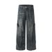 Decontructed Patchwork Deign Wahed Vintage Denim Men' Vibe Trendy Brand Split Peronality Wide-Leg Floor-Length_mkmklike.com