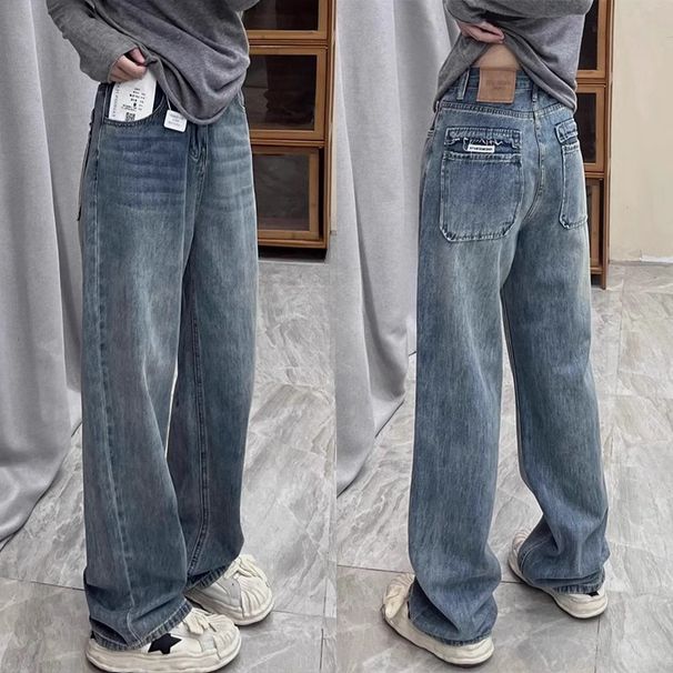 Retro High-Waisted Wide Leg Jeans For Women Loose Fit Slimming Straight Leg Plus Size Spring Autumn Stylish Clothing_mkmklike.com