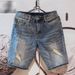 Men's Slim Fit Straight Leg Denim Shorts Trendy Korean Style Casual Pants For Younger Men Popular Instagram Style Five Point_mkmklike.com