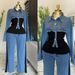 Women's Clothing Denim Patchwork Fashion Casual Suit Spring And Autumn New Long Sleeved Top + Wide Leg Long Pants Two Piece Suit_mkmklike.com
