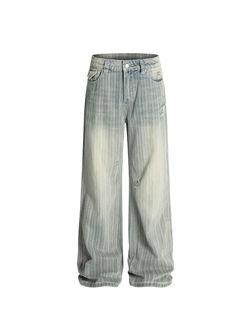 Vintage Washed Striped Jeans – American Clean Fit Straight-Leg Denim (S-XL, Unisex)_mkmklike.com