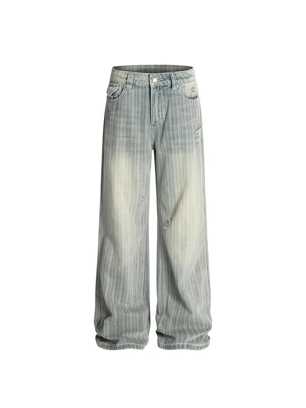Vintage Washed Striped Jeans – American Clean Fit Straight-Leg Denim (S-XL, Unisex)_mkmklike.com
