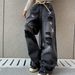 Unisex Straight-Leg Distressed Jeans – Vintage-Inspired Star Patched Denim With Relaxed Fit & Raw Hem_mkmklike.com