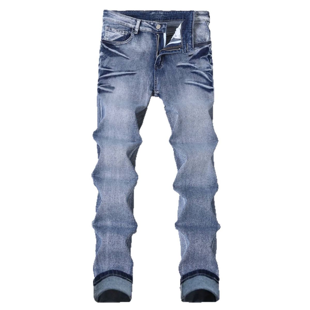 Light Blue Men's Skinny Jeans Stretchy Slim Fit Casual Fashionable Trousers_mkmklike.com