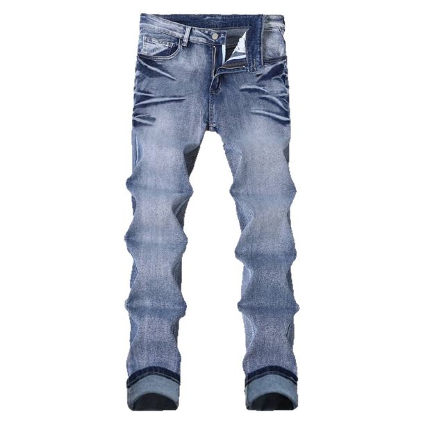 Light Blue Men's Skinny Jeans Stretchy Slim Fit Casual Fashionable Trousers_mkmklike.com
