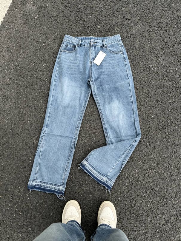 Men's Clothing 26 Retro Washed Distressed Frayed Jeans For Men And Women Hip Hop Casual Street Loose Flared Pants_mkmklike.com