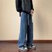 LKTM Men's Yellow Mud Dyed Washed Jeans Midweight Elastic Waist Loose Straight Leg High Street Archer0603 Trendy Brand Pants_mkmklike.com