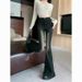 Vintage Black Gray High Waist Flared Stretch Tassel Jeans For Women With Design Sense, Washed Versatile Petite Bootcut_mkmklike.com