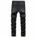 Men's New Distressed Jeans, Fashionable And Casual Elastic Straight Leg Jeans_mkmklike.com
