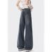 Women's Star Denim Cargo Pants, Autumn American Retro Street Style, Draped High Waist Loose Straight Wide Leg Long_mkmklike.com