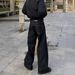 American Retro Raw Black Wide-leg Curved Jeans For Men, Casual Loose Denim Straight-leg Cleanfit Long Pants_mkmklike.com