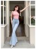 K New Arrivals 3D Bow Denim Pants For Women High-Waisted Versatile Slimming Flared Leggings_mkmklike.com
