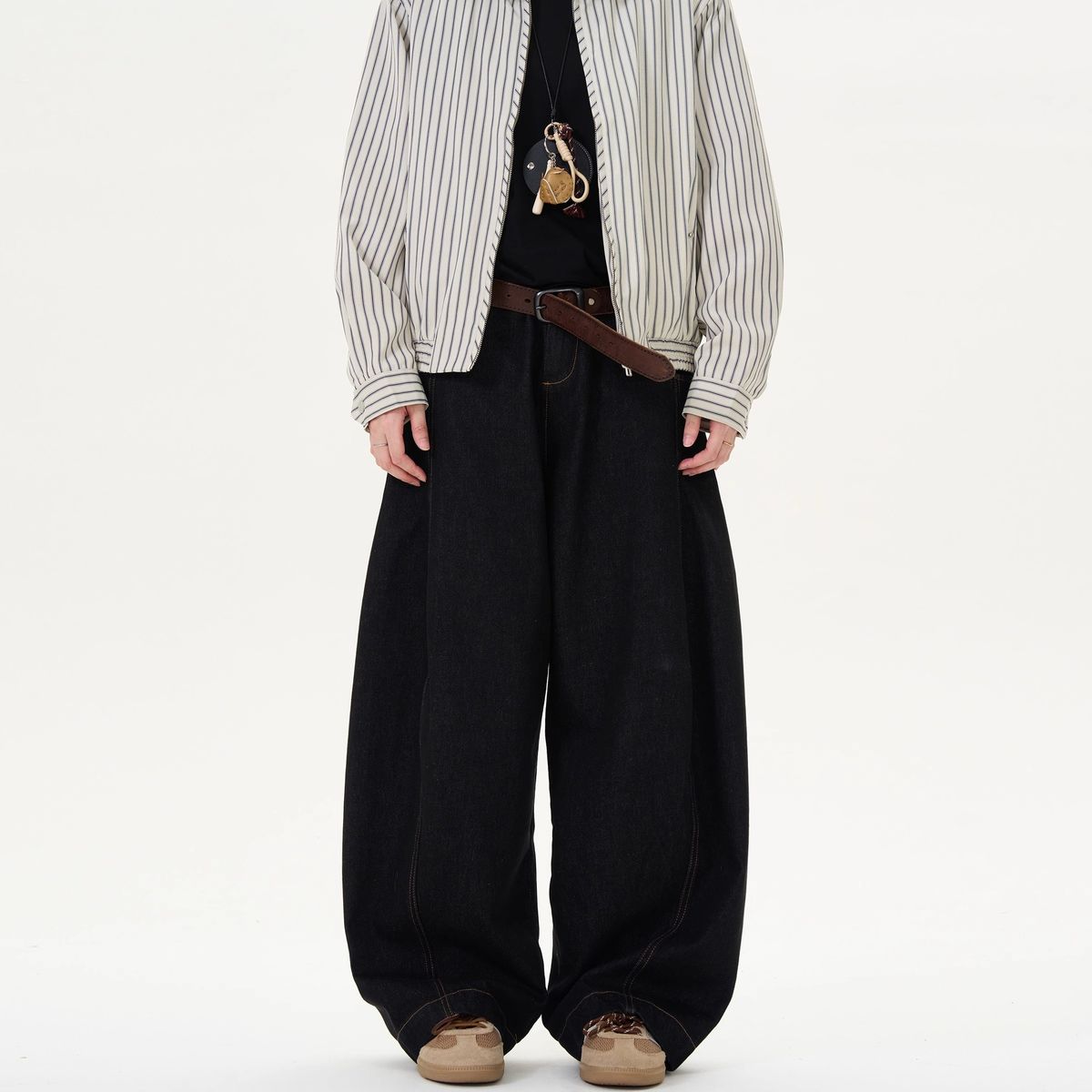 Retro Denim Black Wide-leg Scimitar Jeans Men's Spring And Autumn New American Versatile Straight Loose Casual Pants_mkmklike.com