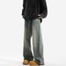 Vintage Washed Distressed Denim Jeans For Men - Relaxed Fit Straight Leg Trousers With Retro Style_mkmklike.com