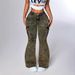 Vintage Yellow High-Waisted Flared Jeans For Women - Stretchy Denim Workwear Pants With Retro Slim Fit & Bootcut Hem_mkmklike.com