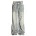 Washed Vertical Striped Ripped Jeans Men's American High Street Vintage Distressed Punk Loose Wide-Leg Straight Long_mkmklike.com