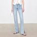 Women's Clothing Slightly Elastic Denim Slightly Flared Pants Classic Slender Legs Side Slits Slim Tall Jeans For Women_mkmklike.com