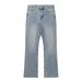 Men's Clothing Cleanfit Washed Blue Flared Jeans High Street Vibe Style Raw Edge Destroyed Jeans_mkmklike.com