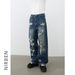 Men's Clothing Nirben Denim | American Ripped Jeans Men's High Street Retro Vibe Loose Trendy Straight Wide Leg Trousers_mkmklike.com