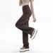 K American Retro Coffee Color Narrow Straight Leg Jeans For Women, New High Waisted Loose Fit Slimming Casual Wide Leg Pants_mkmklike.com