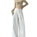 Summer New Style White Pleated Textured Straight-leg Jeans, Plus Size Women's Loose High-waisted Slimming Drapey_mkmklike.com