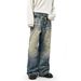 Men's Clothing Jeans AC Style Chain Pendant Print Ink Wash Dirty Street Retro Casual Pants_mkmklike.com