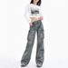 ELLE American Retro High Street Multi-Pocket Cargo Jeans For Women 2025 Autumn Winter New Frayed Design Versatile Long Pants_mkmklike.com