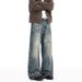 LKTM Men's Retro Washed Distressed Whiskered Loose Fit Jeans Unisex Vintage Style_mkmklike.com