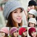 Hot Sale Women's Winter Solid Color Warm Loose Casual Ski Hat Korean Version Peaked Beret Plus Veet Thick Knit Ear Guards_mkmklike.com