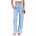 Women's Clothing Elastic Wide Leg Denim Trousers Fashion Washed Jeans_mkmklike.com