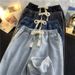 Men's Wide Leg Jeans Elastic Waist Floor Length Loose Straight Trousers Southeast Asian Fashion Men's Clothing_mkmklike.com