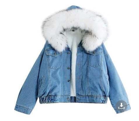 Stylish Winter Hooded Fleece-Lined Denim Jacket For Women - Cozy Short Padded Coat With Sherpa Lining (Pink, Gray, White)_mkmklike.com