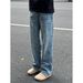 Spring Splatter Ink Niche Wash Trendy Jeans For Men Style Retro Distressed Casual Straight Leg Pants_mkmklike.com