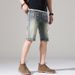 Men's Clothing Summer Retro Hole Denim Shorts Men's Loose Five Point Pants Men's Trendy Brand Five Point Pants Mid Length Pants_mkmklike.com