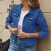 K Fashionable Slim-fit Denim Jacket With A Stand-up Collar In Solid Color; Versatile._mkmklike.com
