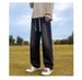 Men's Washed Denim Pants – Relaxed Fit Straight-Leg Casual Jeans With Drawstring Waist_mkmklike.com