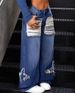 Vintage Blue Star-Patch Jeans – Distressed Flared Denim With Fringe Hem_mkmklike.com