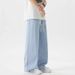 Men's Clothing Solid Color Straight Leg Jeans Trendy Loose Drawstring Pants For Teenagers Autumn Winter Collection_mkmklike.com