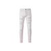 White Diamond Embellished Ripped Patch High Street Elastic Slim Fit Jeans Men's Pants_mkmklike.com