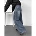 Men's Washed Distressed Patchwork Jeans - High Street Baggy Wide Leg Pants With Vintage Wash For Urban Streetwear_mkmklike.com
