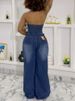 K New Collar Hanging Neck Single Breasted Backless Denim Jumpsuit For Women_mkmklike.com