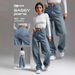 Women's High Waist Flared Jeans - Vintage Washed Denim Pants For Casual & Office Wear - Stretch Comfort Fit_mkmklike.com